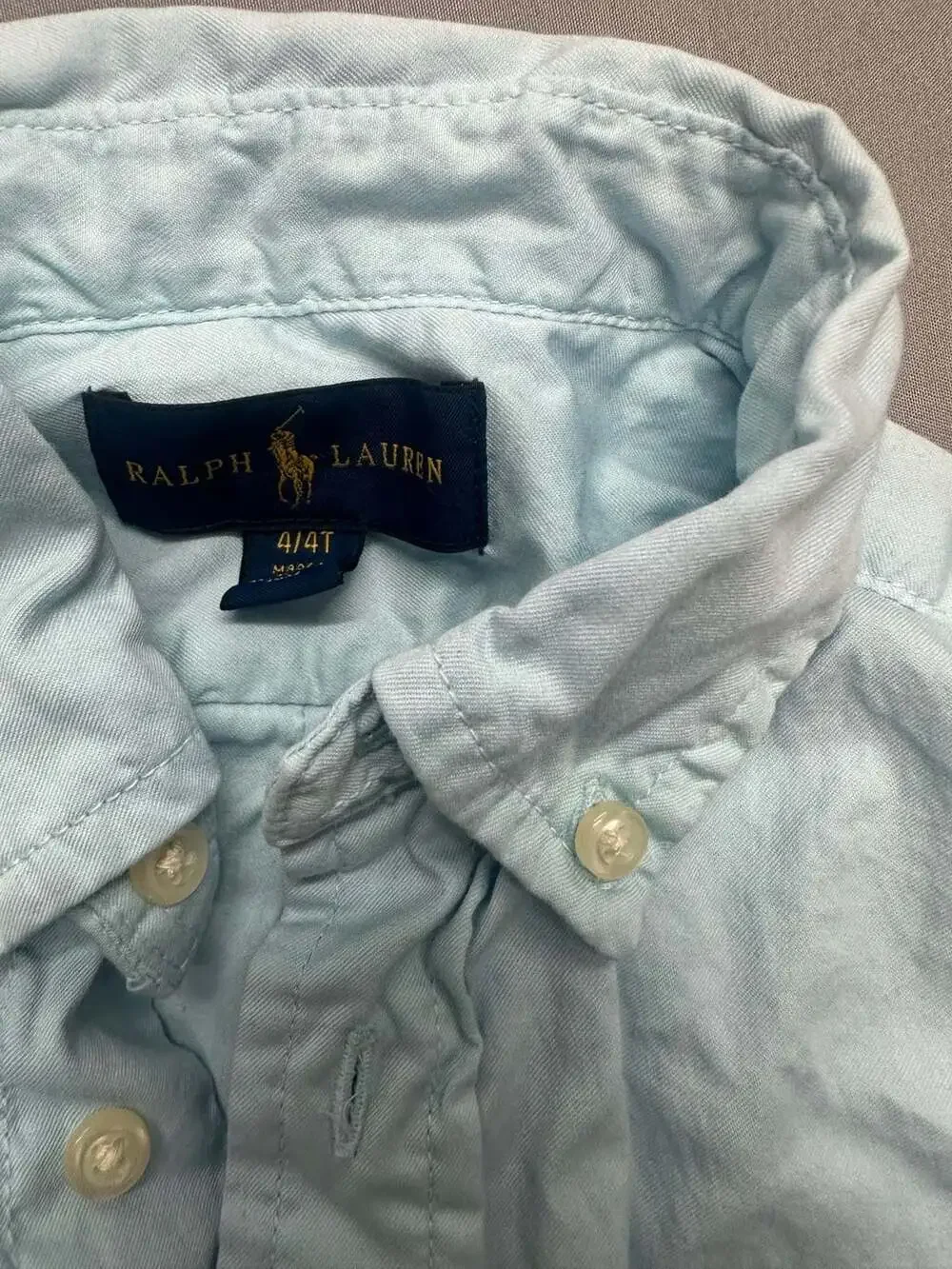 Ralph Lauren Boys Light Blue Long Sleeve Button-Down Oxford Shirt Size 4/4T